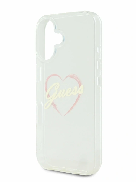 Guess для iPhone 16 чехол PC/TPU Heart Hard Pink